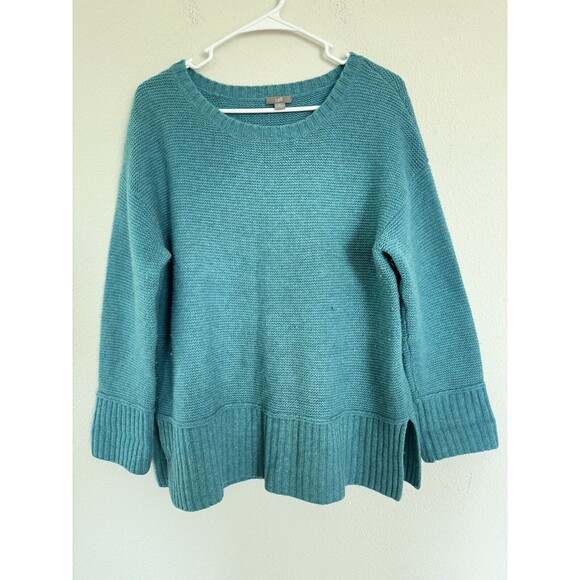 J Jill Blue Wool Chunky Knit Sweater Size Medium Granniecore Outdoor Top Casual - Picture 1 of 6